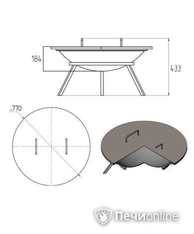 Чаша для костра Везувий Fantastic 700 Стандарт (чаша+подставка+крышка) в Архангельске